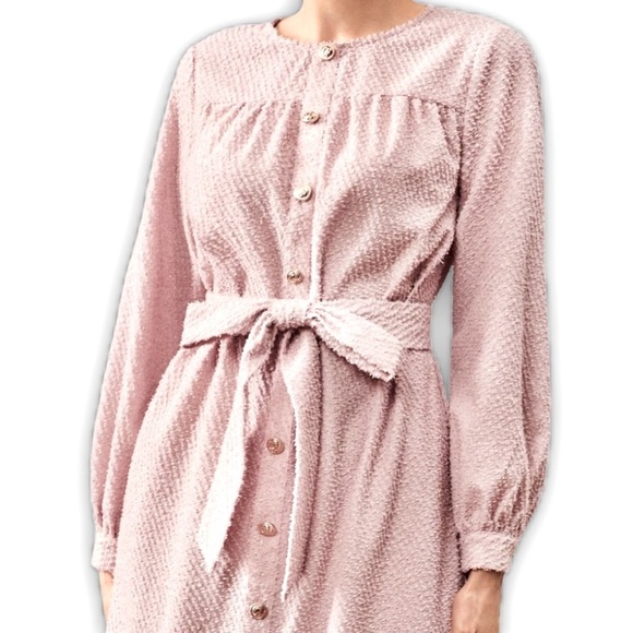 ✌🏼 #2487 Self Belted Flip Hem Button Front Dress - Picture 10 of 16